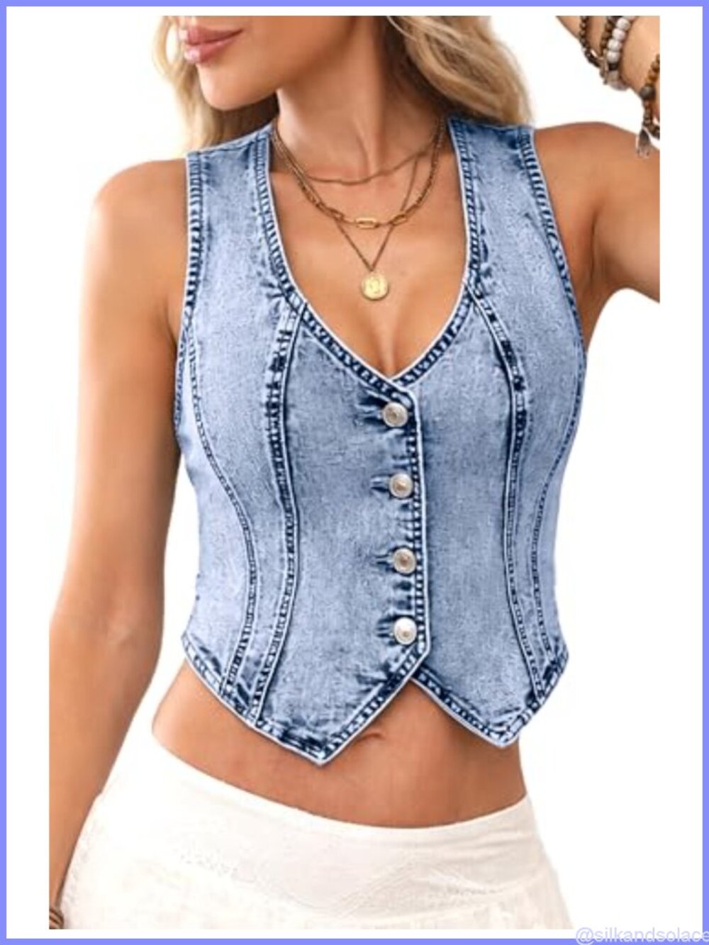 Women's High Stretch Denim Jean Vest Sleeveless